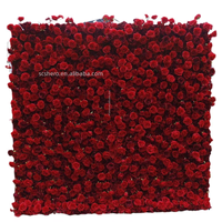 Panneaux de fleurs artificielles en soie 2,4 m x 2,4 m pour mariage, roses rouges réalistes, décoration murale, toile de fond photo personnalisable, Noël