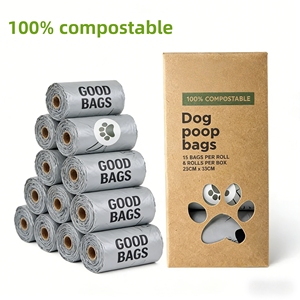Wholesale Pet Supplies Flexo Printed Customizable Logo Biodegradable PLA <b>Compostable</b> Dog Poop <b>Bags</b> Patch Handle Flat Pocket - Product Image 1