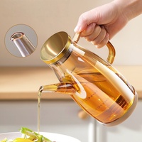 Botol Minyak Dapur Anti Tetes, Dispenser Minyak Food-Grade, Botol Bumbu Kaca Borosilikat Tinggi Anti Bocor untuk Kecap, Cuka, dan Minyak
