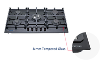 5 brûleurs économie d'énergie intégré dans les plaques de cuisson appareils ménagers cuisinière à gaz cuisinière plaque de verre trempé plaque de cuisson à gaz