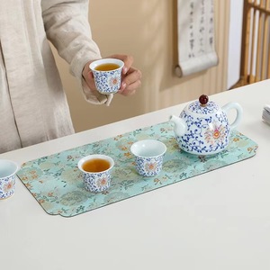 Double-Sided Tea Mat Printed Floral Design Heat Insulation <b>Table</b> <b>Runner</b> Home Use China Made - Product Image 2