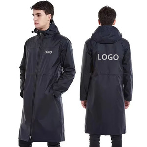 Biểu tượng tù<span class=keywords><strong>y</strong></span> chỉnh unisex Polyester Áo mưa màu đen dài mưa áo khoác trùm đầu áo mưa với dâ<span class=keywords><strong>y</strong></span> kéo không thấm nước & có thể điều chỉnh eo ban nhạc - Product Image 1
