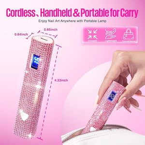 Pink Glitter Handheld UV Nail Lamp Visible <b>Timer</b> Touch Screen LED Nail Lamp - Product Image 6