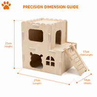 Maisonnette en bois à assembler soi-même pour hamster, 3 étages, avec balcon de observation, pour la décoration des hamsters nains - Vente en gros