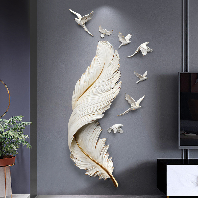 Light Luxury Feather Wall Decoration for Nordic Living