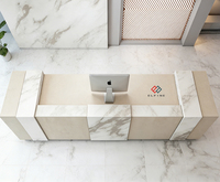Bureau de réception incurvé en bois fini brillant, surface acrylique solide, design moderne, dimensions standard