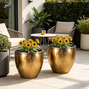 Pot de fleurs moderne en métal plaqué or, style glamour pour plantes vertes d'intérieur, personnalisable - Product Image 5