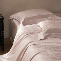 Parure de lit de luxe en jacquard de coton lyocell rose poudré 4 pièces avec drap et taies d'oreiller