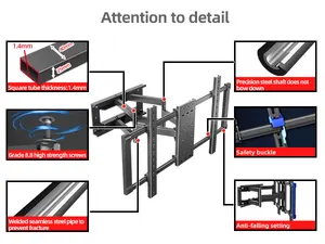 Suporte de parede para TV com movimento total, suporte articulado ajustável para Smart TV, suporte giratório para parede grande de LED