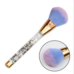 Pinceau à poussière pour ongles à manche liquide pailleté rose, poils synthétiques doux, brosse de nettoyage pour ongles en acrylique pour manucure - Product Image 2