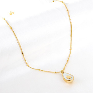สร้อยคอจี้เปลือกหอยสีขาวรูปไข่ โซ่ทองรูปหยดน้ำ สวมใส่ได้ทุกวัน เครื่องประดับอัญมณีชั้นดี - Product Image 3