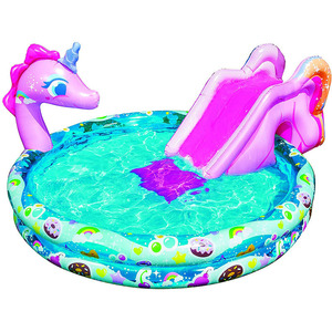 Inflatable Unicorn Pool With Slide And Fountain 200cm Outdoor Kids Water Play Toy For Home Garden Use - Product Image 5