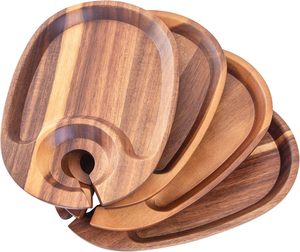 <span class=keywords><strong>Plateau</strong></span> <span class=keywords><strong>de</strong></span> service <span class=keywords><strong>individuel</strong></span> en bois d'acacia pour cocktail au <span class=keywords><strong>fromage</strong></span> et charcuterie Porte-verre intégré Apéritif à vin Bloc à découper divertissant - Product Image 1