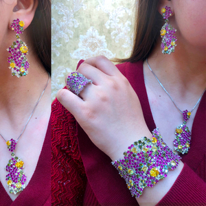 H143A العلامة التجارية الشهيرة 4 من الزيركونيا الخضراء مجموعة مجوهرات أفريقيا الفاخرة للنساء حفل الزفاف الزركون الكريستال دبي مجموعة مجوهرات الزفاف هدية - Product Image 2