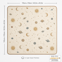 Manta de Bebé Personalizada con Logotipo, 6 Capas de Bambú y Algodón, Certificación OEKO-TEX, Estampado Espacial, Set de Regalo, Manta de Muselina Suave para Baby Shower