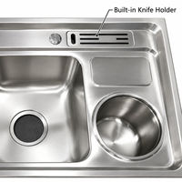Évier de cuisine double à deux trous en acier inoxydable 304 embouti, avec surface nano, poste de travail multifonctionnel et accessoires