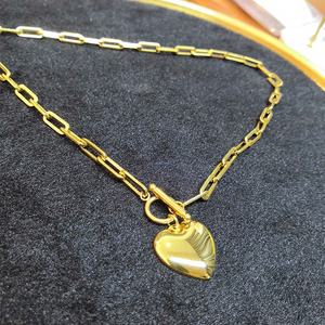 De alta calidad 18K chapado en oro de acero inoxidable OT hebilla corazón colgante collar cadena P203148 - Product Image 4