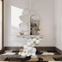 Table console de luxe en acier inoxydable blanc avec base à bulles créative, table d'entrée pour villa, table console décorative pour hôtel