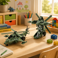 Caja de Exhibición Personalizada 2 en 1, Figura de Robot Deformable Convertible en Helicóptero Militar con Paquete para Regalo Infantil
