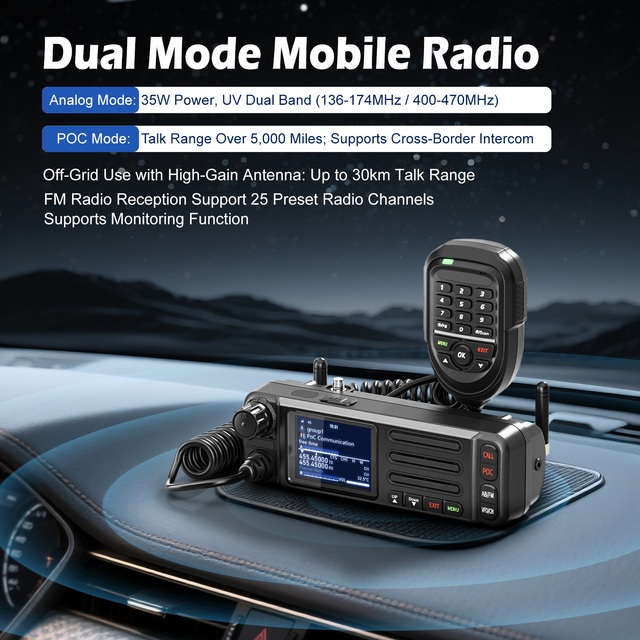 Dual Mode Car Mounted Intercom POC+UHF Mobile Radio Cross Band Repeater Android 25w High Power Long Range Communication