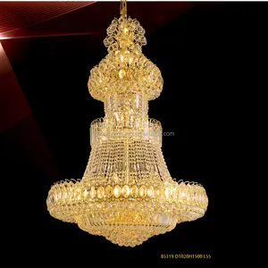 Luxe Grote Kroonluchter Voor Hotel Lobby Crystal Traditionele Kroonluchter Lamp Lange Opknoping Lamp