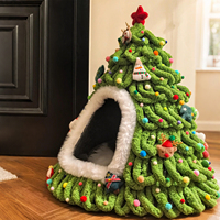 Plüschiges Einfarbiges Katzennest DIY Weihnachtsbaum Handgewebtes Warmes Langlebiges Faltbares Leichtgewichtiges Winter-Haustierbett