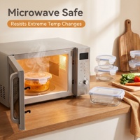 Ensemble de récipients de conservation alimentaire empilables en verre borosilicate de haute qualité, écologiques, hermétiques, compatibles micro-ondes et anti-fuite