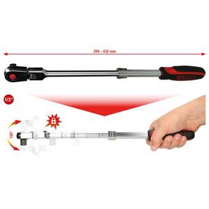 KS <b>TOOLS</b> - 914.1220 1/2'' SlimPOWER Telescopic reversible <b>ratchet</b>, 72 teeth - EAN 4042146757512 <b>RATCHETS</b> 1/2" - Product Image 2