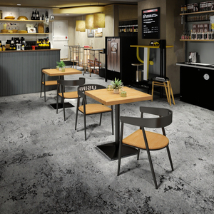 Table à manger carrée commerciale au design moderne 1016 fer et bois massif avec combinaison de chaises en métal pour bars et restaurants - Product Image 4