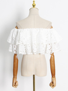 Trajes casuales de dos piezas de un hombro para mujer blanca con cuello cuadrado Método tejido de cintura natural para la temporada de verano al por mayor - Product Image 2