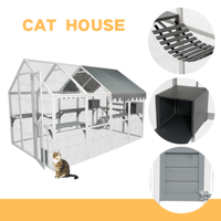 XPT070 Grande Taille Gris En Bois Pet Carrier Style Moderne Chat Maison avec Motif Animal pour Extérieur Ferme Intérieur Utilisation pour Lapin Chien