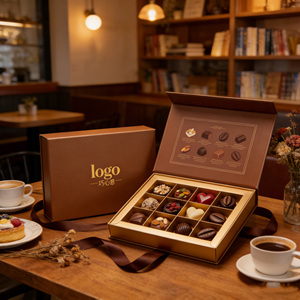 Ruban de célébration de luxe à impression magnétique personnalisée avec plateau de présentation en plastique doré, boîtes de bonbons au chocolat à la fraise - Product Image 2