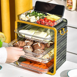 Stackable Kitchen Storage Rack Multi Layer Food Organizer For <b>Vegetables</b> Meat Fruits Hot Pot Prep With Transparent Trays - Product Image 3