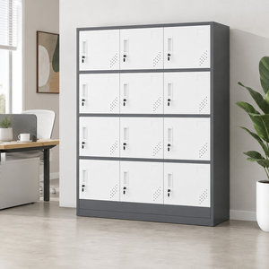Armoire à casiers en acier à 12 portes pour le bureau, l'école, la salle de sport, le personnel, avec des compartiments sécurisés verrouillables et un design moderne - Product Image 1