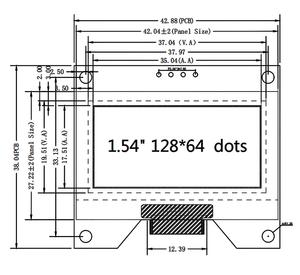 1.54英寸OLED模块 128*64 CH1116 I2C接口 <span class=keywords><strong>3</strong></span>-5V 白色/蓝色/黄色单色显示屏 4针 - Product Image 6