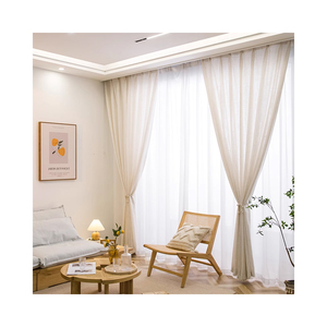 Phong cách Châu Âu hữu cơ chống cháy Voile Linen rèm vải Linen bọc vải cho đồ nội thất - Product Image 1