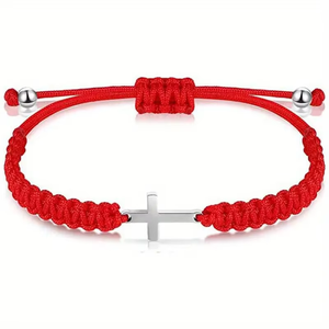 Hot Stainless Steel Cross Woven Rope <b>Bracelet</b> Friendship Couple Lucky Red <b>String</b> <b>Bracelet</b> Women Men <b>Bracelet</b> Jewelry - Product Image 4