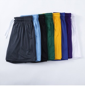 Shorts de basket-ball respirants en maille épaisse de 5 pouces pour hommes, style décontracté, taille élastique, 100 % coton, vente en gros de haute qualité - Product Image 1