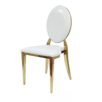 Chaises de Luxe à Dossier Rond en Acier Inoxydable Doré pour Événements, Décoration d'Hôtel, Fêtes, Banquets et Mariages, avec Table