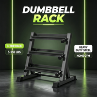 Support à haltères 3 niveaux de qualité commerciale avec cadre en acier thermolaqué, rangement robuste pour poids lourds pour studio de fitness