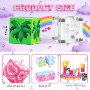 Set Educativo 3D di Tendenza 2026, Cubi Magnetici, Giocattoli per Bambini, Blocchi Magnetici Luminosi Rosa 'Il Mio Mondo' per Bambini - Product Image 3