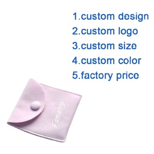 Bolsa de Joyería de Gamuza Color Lavanda Violeta con Logotipo Personalizado, Bolsa para Anillos con Botón de Presión de Tela - Product Image 4