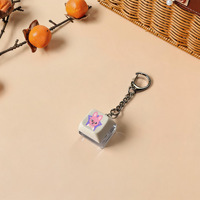 Korea Idol Kids Merch Decompression Toy Acrylic One-click Cartoon Keycap Key Chain Lights K-pop Fidget Keyboard Keychain