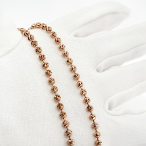 Collar de Oro Sólido de 18K con Cuentas y Cadena de Bolas en Espiral con Corte de Diamante para Mujer, Joyería Fina de Lujo Brillante - Product Image 1