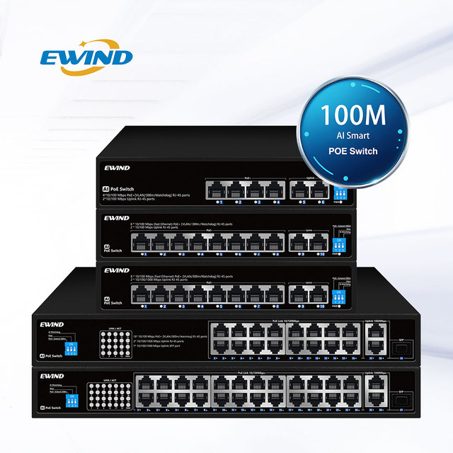 Factory Price Network Switch 4 8 16 24 Ports 10/100m Ports Switching Hub Unmanaged Ethernet PoE Switch for CCTV WIFI AP Camera