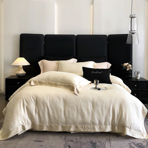 Juego <span class=keywords><strong>de</strong></span> Ropa <span class=keywords><strong>de</strong></span> Cama Jacquard Sólido Directo <span class=keywords><strong>de</strong></span> Fábrica, 4 Piezas, con Ribete <span class=keywords><strong>de</strong></span> Satén, Sábanas Sedosas y Frescas para Hoteles Boutique, Bodas, Venta al Por Mayor - Product Image 3