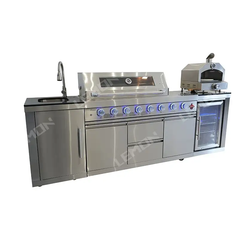 Fabrika fiyat yeni açık mutfak dolabı paslanmaz çelik saf renk özelleştirilmiş mutfak dolabı ücretsiz ayakta