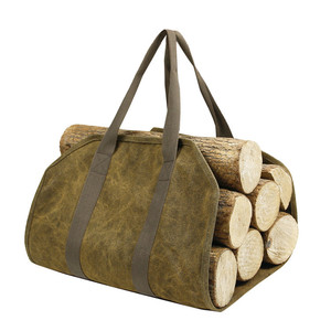 Bolsa de Lona Reforzada para Leña, 16 Oz, Gran Capacidad, Bolsa de Almacenamiento de Leña para Exteriores, Color Lodoso, Portátil - Product Image 2
