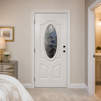 Porte intérieure en acier avec insert décoratif ovale en verre teinté, insonorisée, résistante au feu, avec âme en acier, pour usage résidentiel