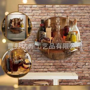 ชั้นวางไวน์ไม้แบบติดผนังทรงกลม ทำด้วยมือ สำหรับจัดเก็บในงานปาร์ตี้ - Product Image 2